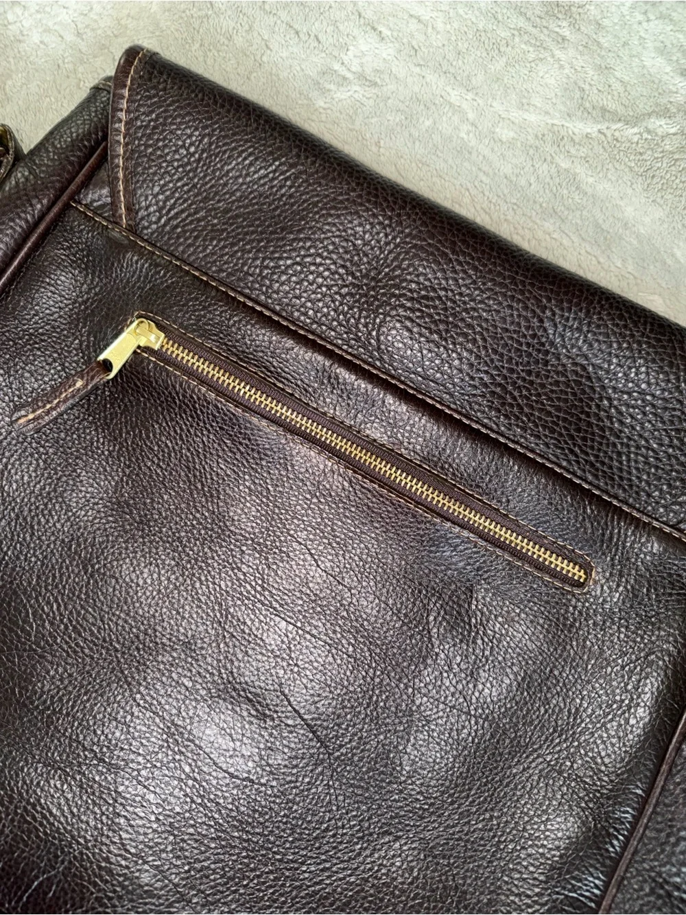 Vintage Aston Leather Brown Pebbled Leather Crossbody Messenger Bag